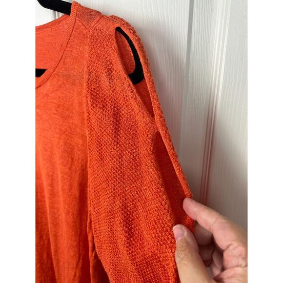 Women's J. Jill Zinnia Sweater Plus Size 1X Burnt Orange Linen Blend - Picture 5 of 8